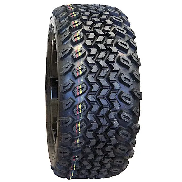 12" Godfather Gloss Black Golf Cart Wheels and All Terrain Tires Combo - Set of 4