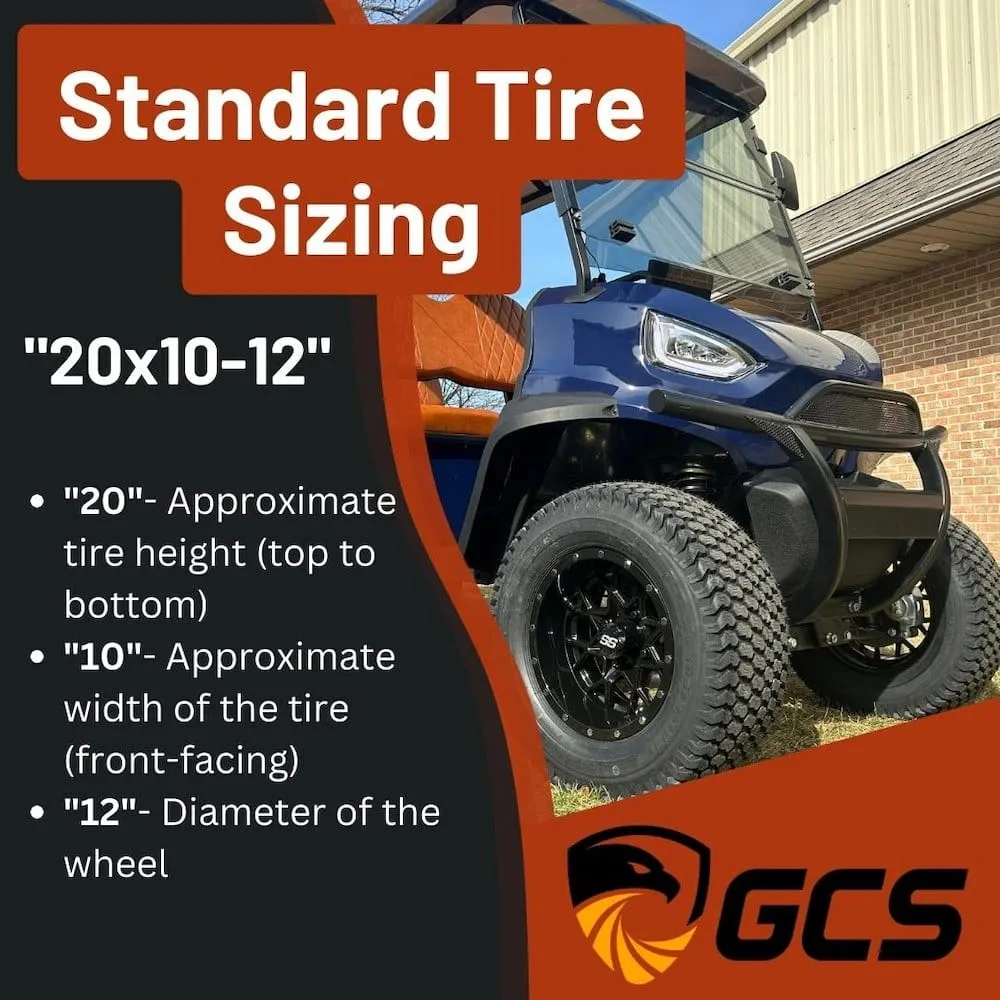 12" Godfather Gloss Black Golf Cart Wheels and All Terrain Tires Combo - Set of 4