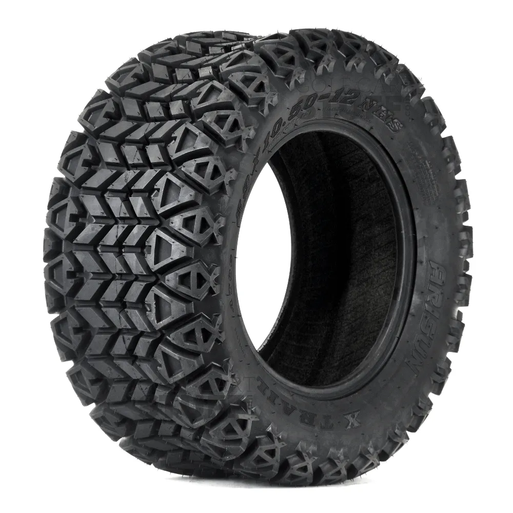 12" Godfather Gloss Black Golf Cart Wheels and All Terrain Tires Combo - Set of 4
