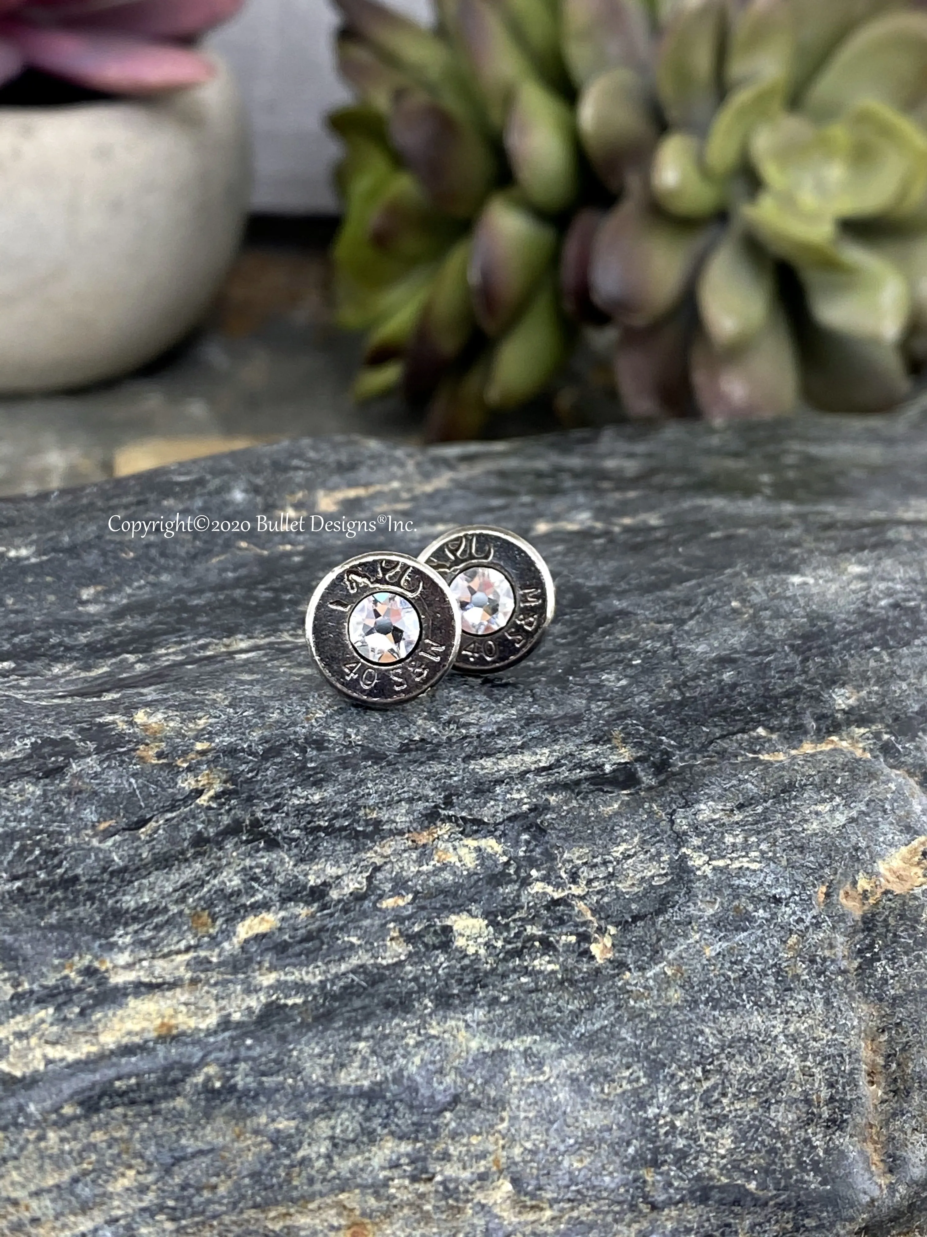 40 Cal Black Bullet Head Stud Earrings Bullet Jewelry