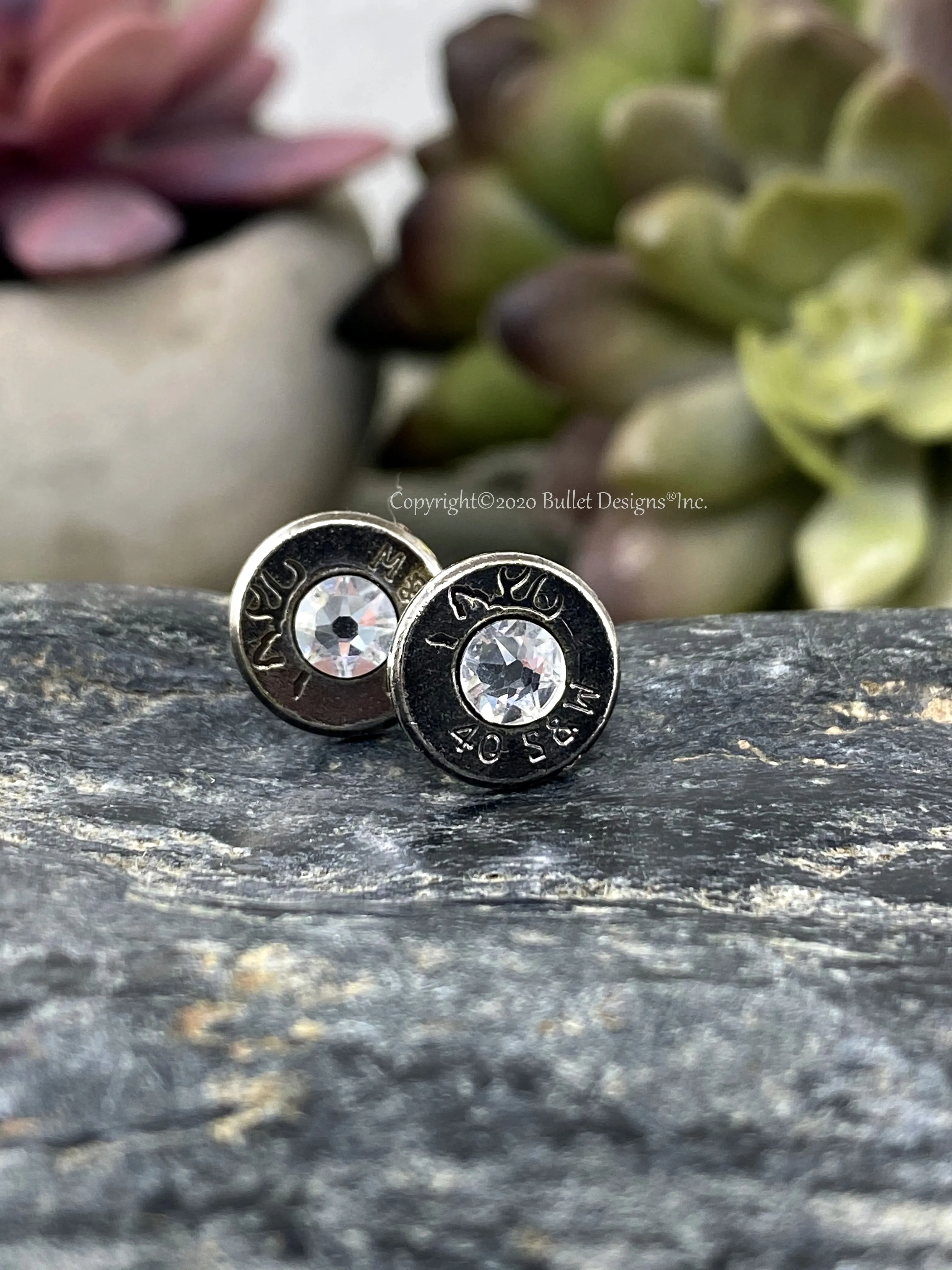 40 Cal Black Bullet Head Stud Earrings Bullet Jewelry