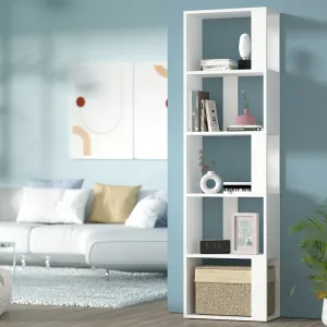 5-Tier Multipurpose Display Bookshelf, White - Artiss