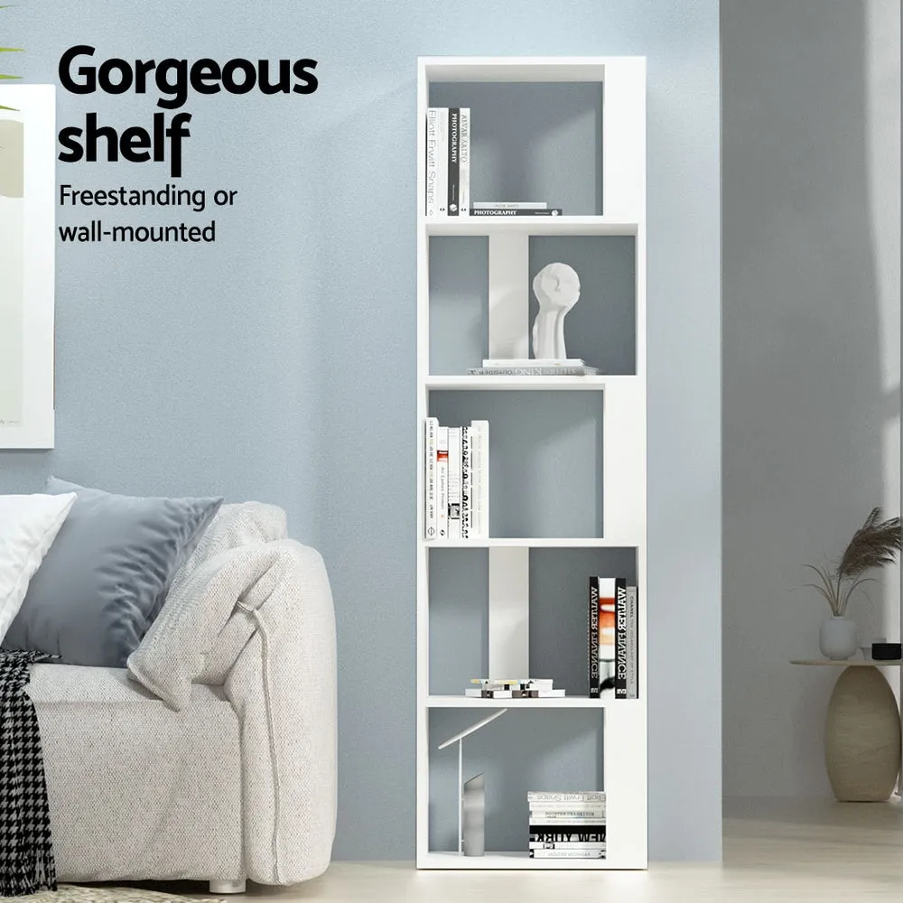 5-Tier Multipurpose Display Bookshelf, White - Artiss