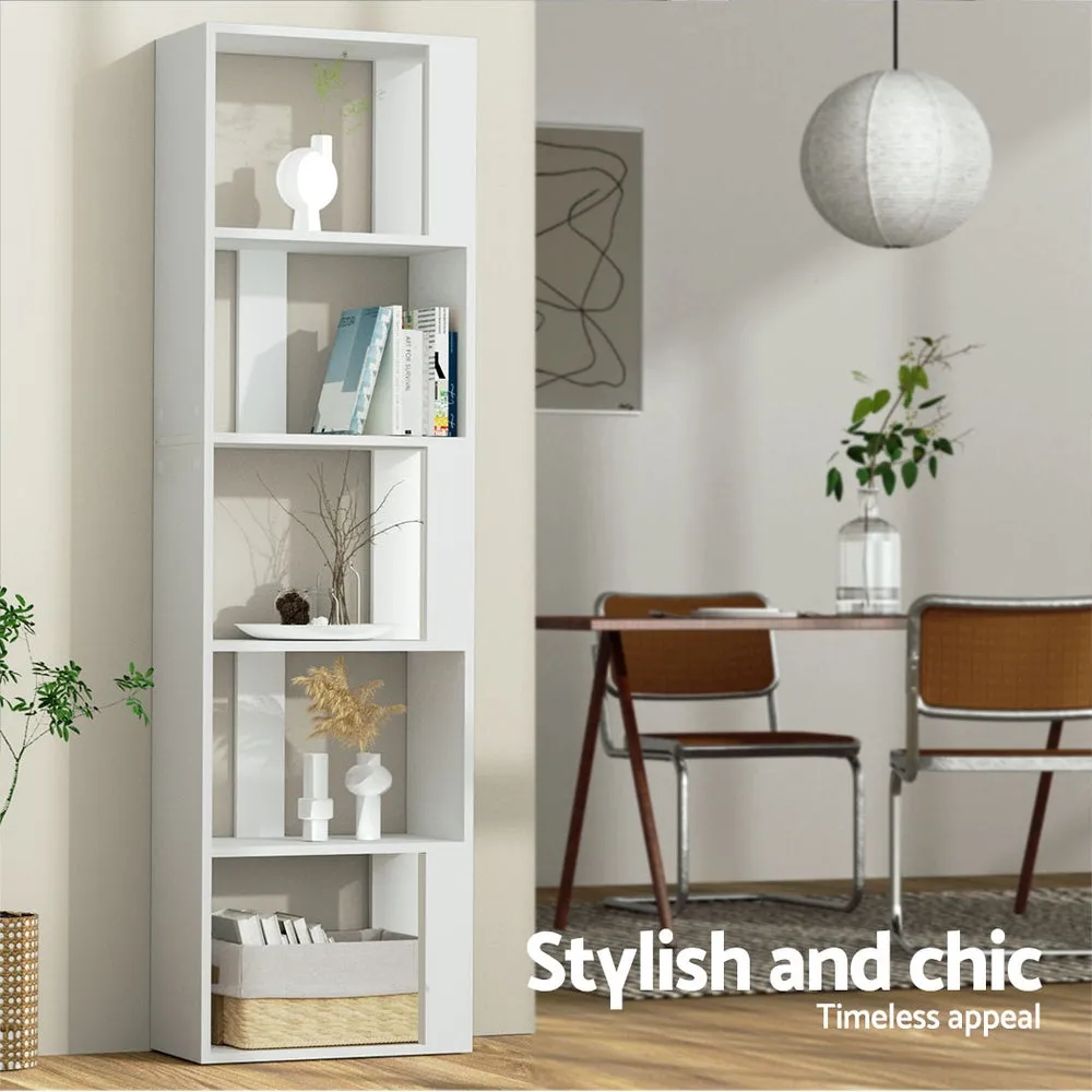 5-Tier Multipurpose Display Bookshelf, White - Artiss