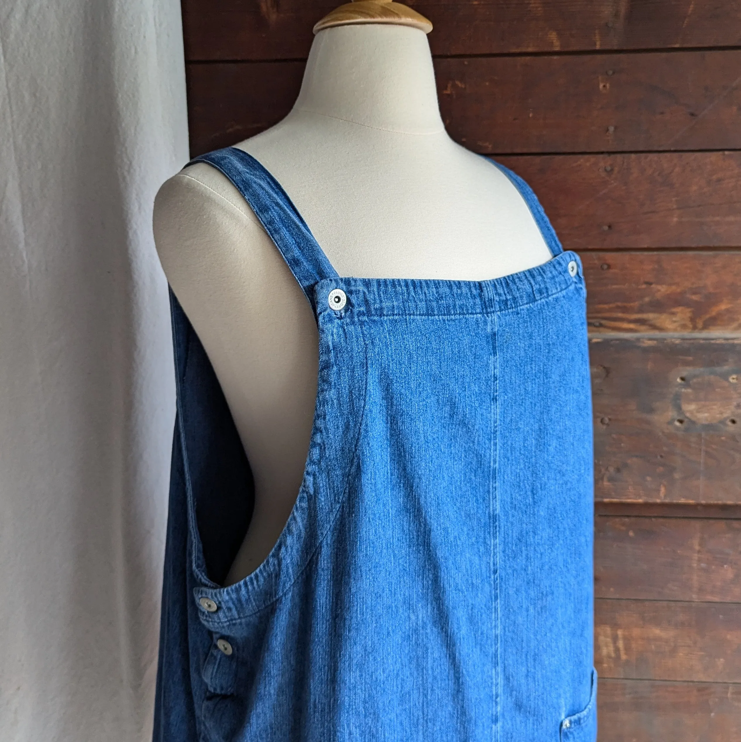 90s Vintage Plus Size Denim Overall Dress