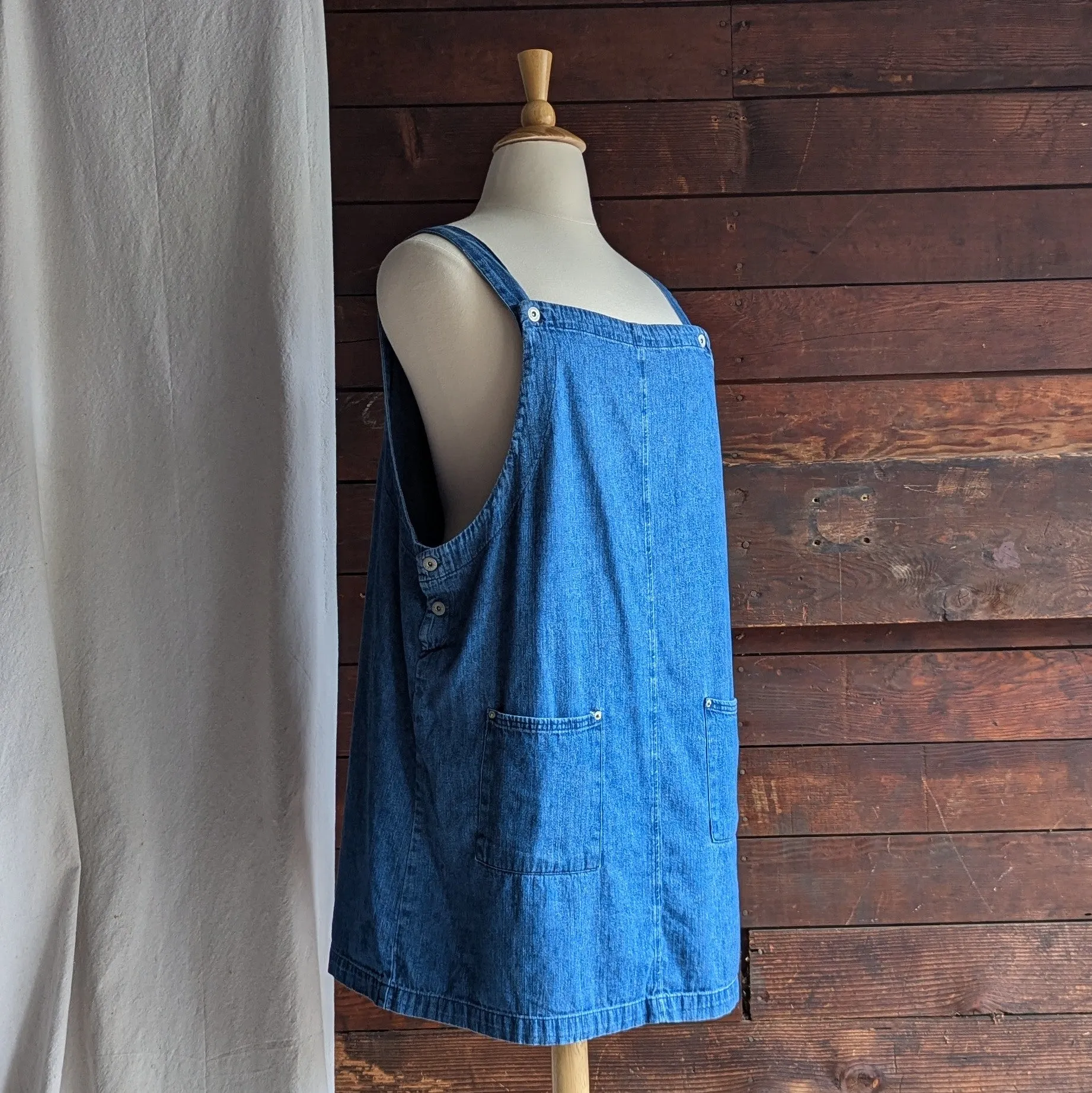 90s Vintage Plus Size Denim Overall Dress