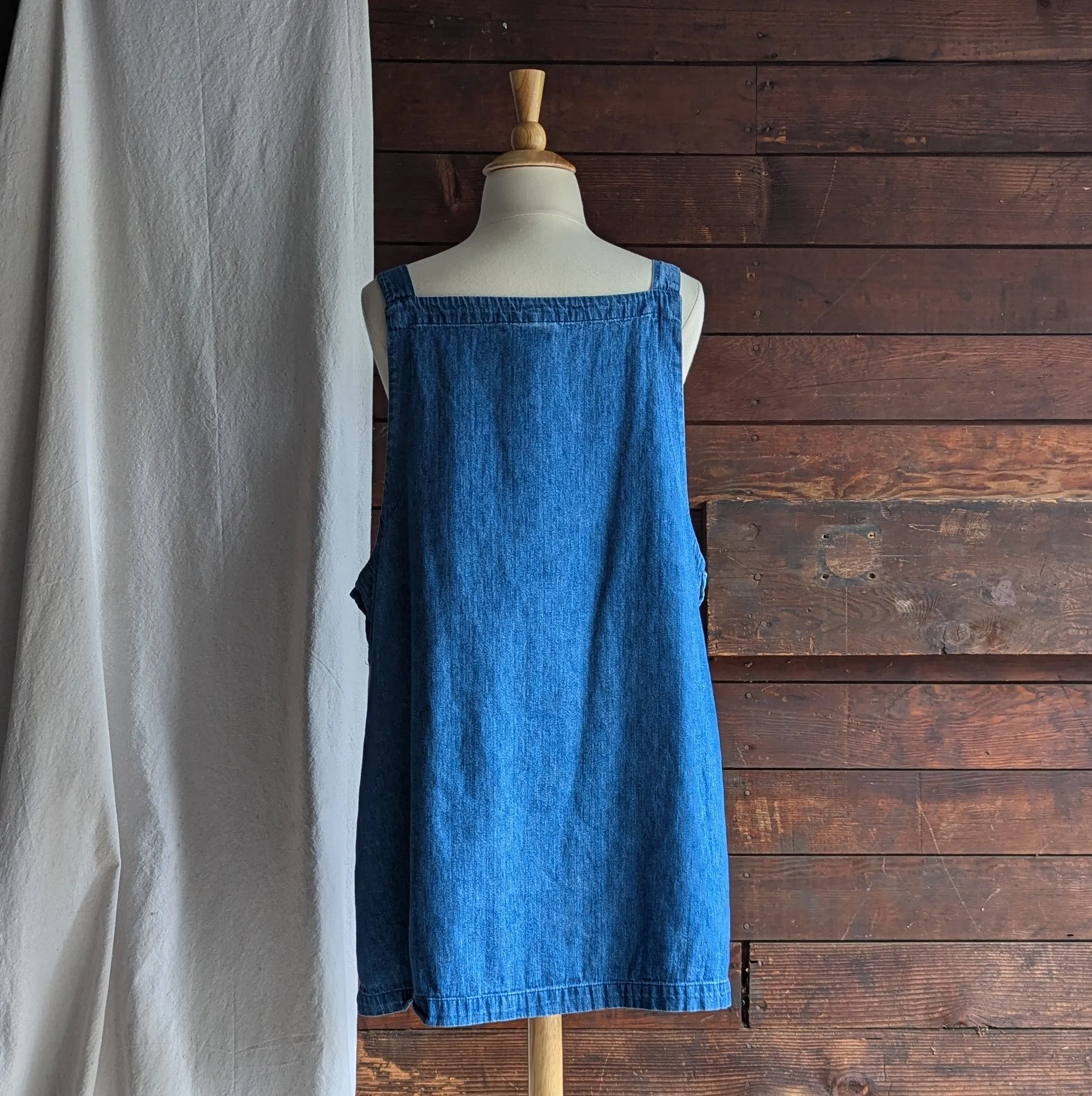 90s Vintage Plus Size Denim Overall Dress