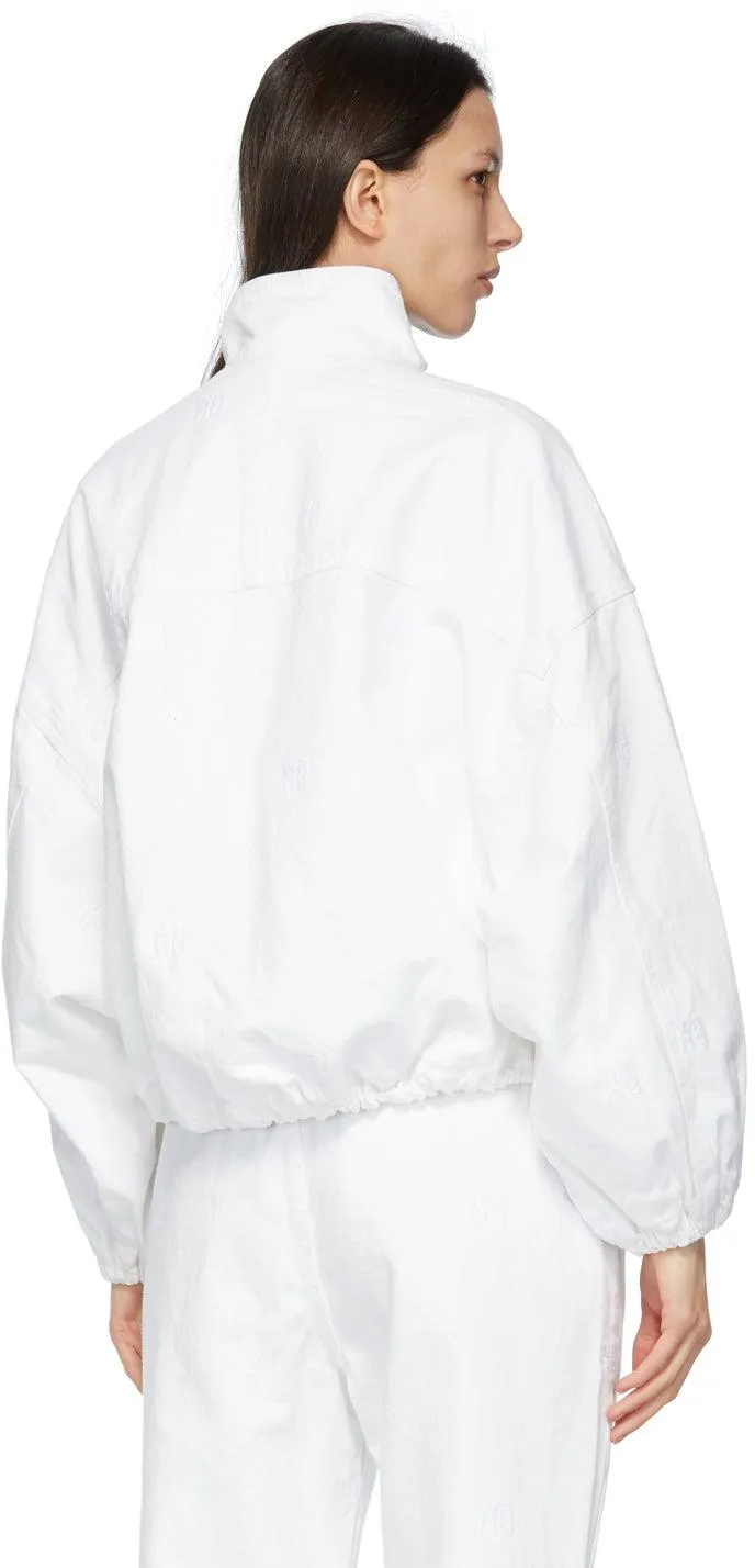Alexander Wang White Denim Embroidered Logo Track Jacket
