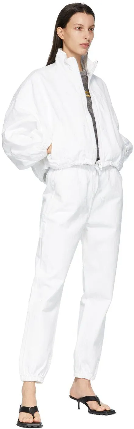 Alexander Wang White Denim Embroidered Logo Track Jacket