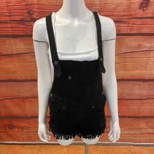 ALMOST FAMOUS BLACK OVERALL SHORTS SZ 7