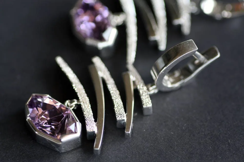 Amethyst Handcrafted birthstones earrings