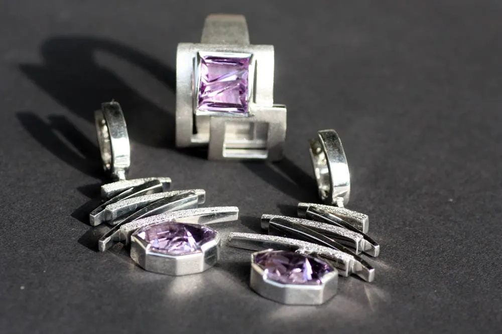 Amethyst Handcrafted birthstones earrings