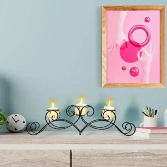 Antique Black 3 Piece Tea Light Holder | 5.5 x 3.14 x 18.5 inches