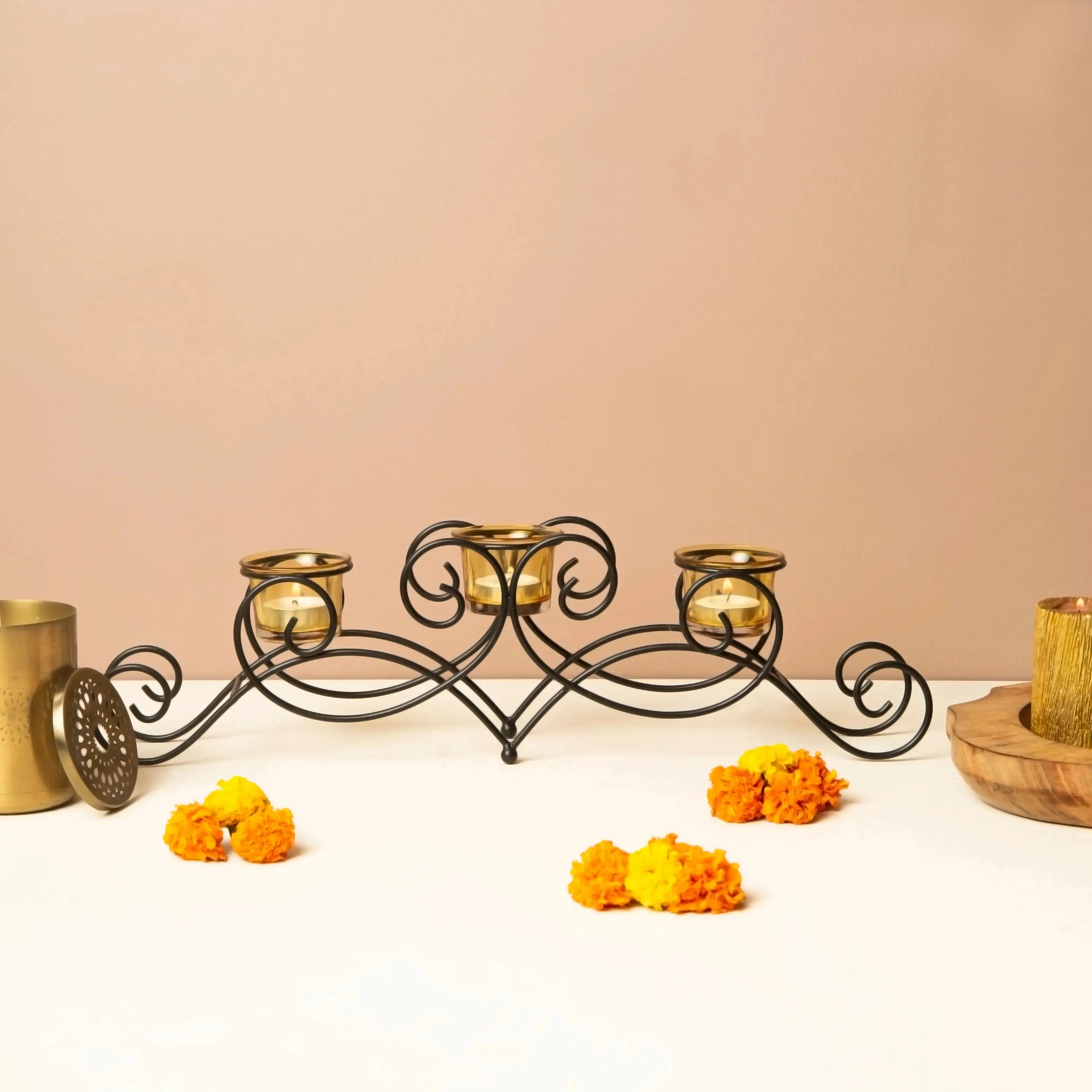 Antique Black 3 Piece Tea Light Holder | 5.5 x 3.14 x 18.5 inches