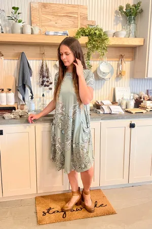 April Dress Paisley Sage
