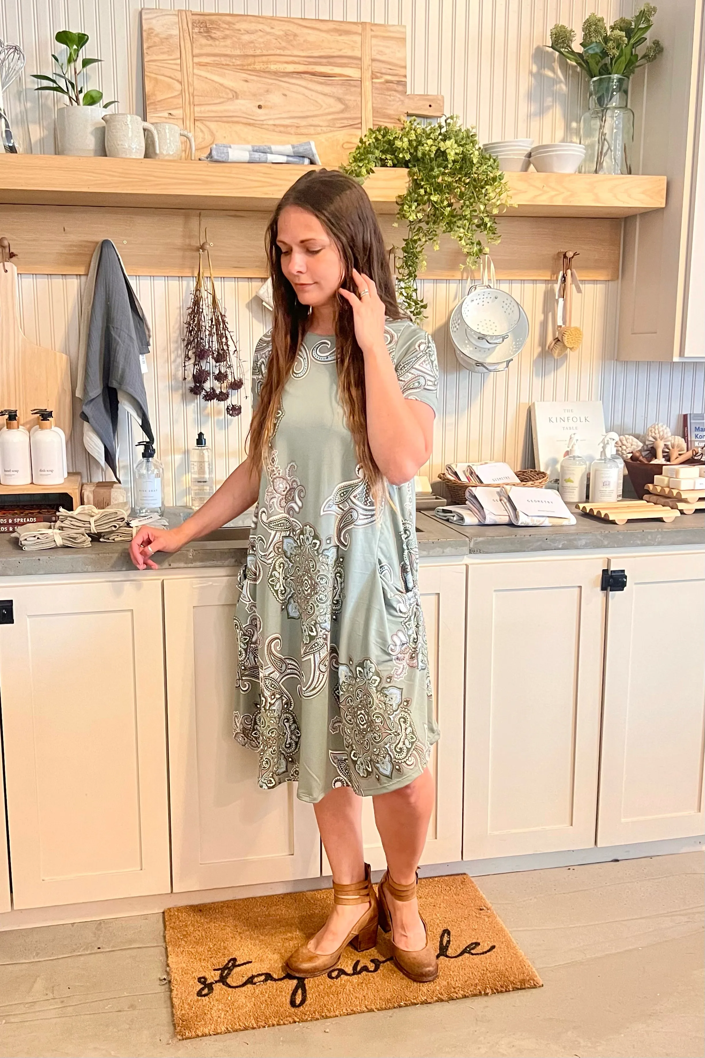 April Dress Paisley Sage