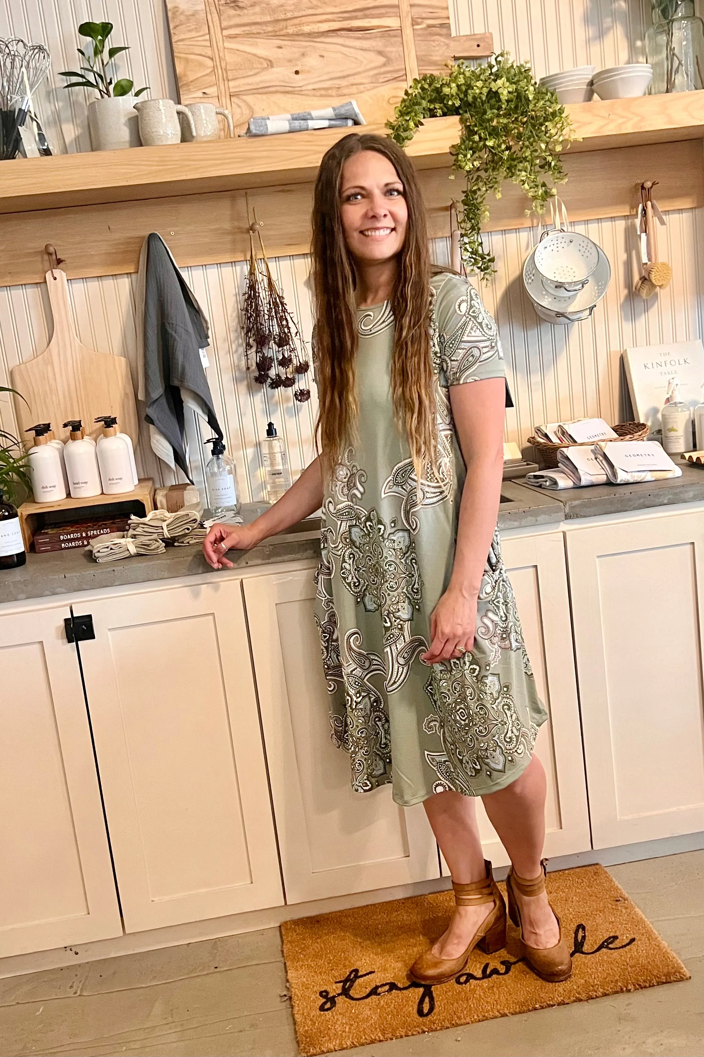 April Dress Paisley Sage