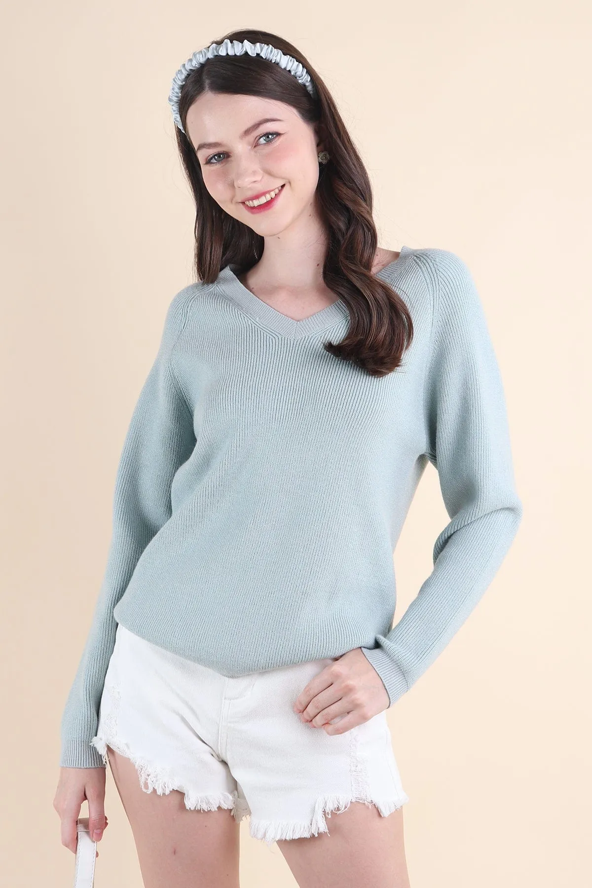 AUBREE KNIT PULLOVER IN MINT SAGE