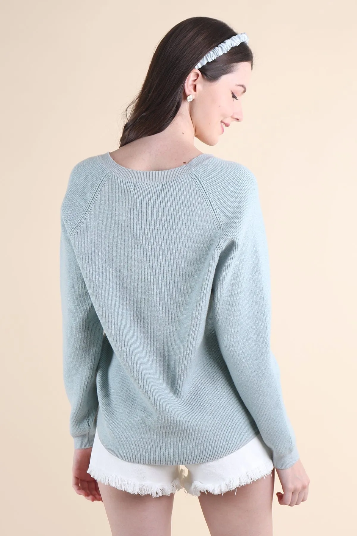 AUBREE KNIT PULLOVER IN MINT SAGE