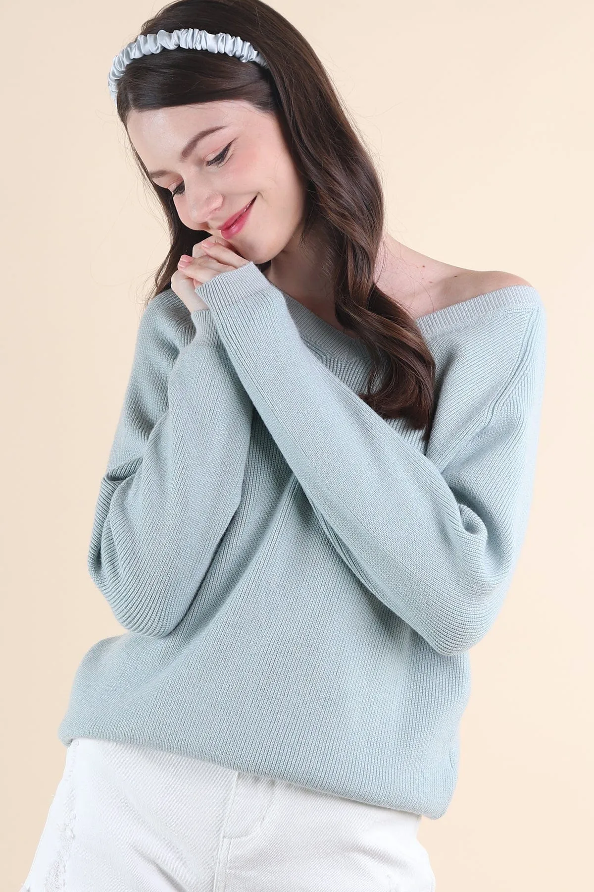 AUBREE KNIT PULLOVER IN MINT SAGE