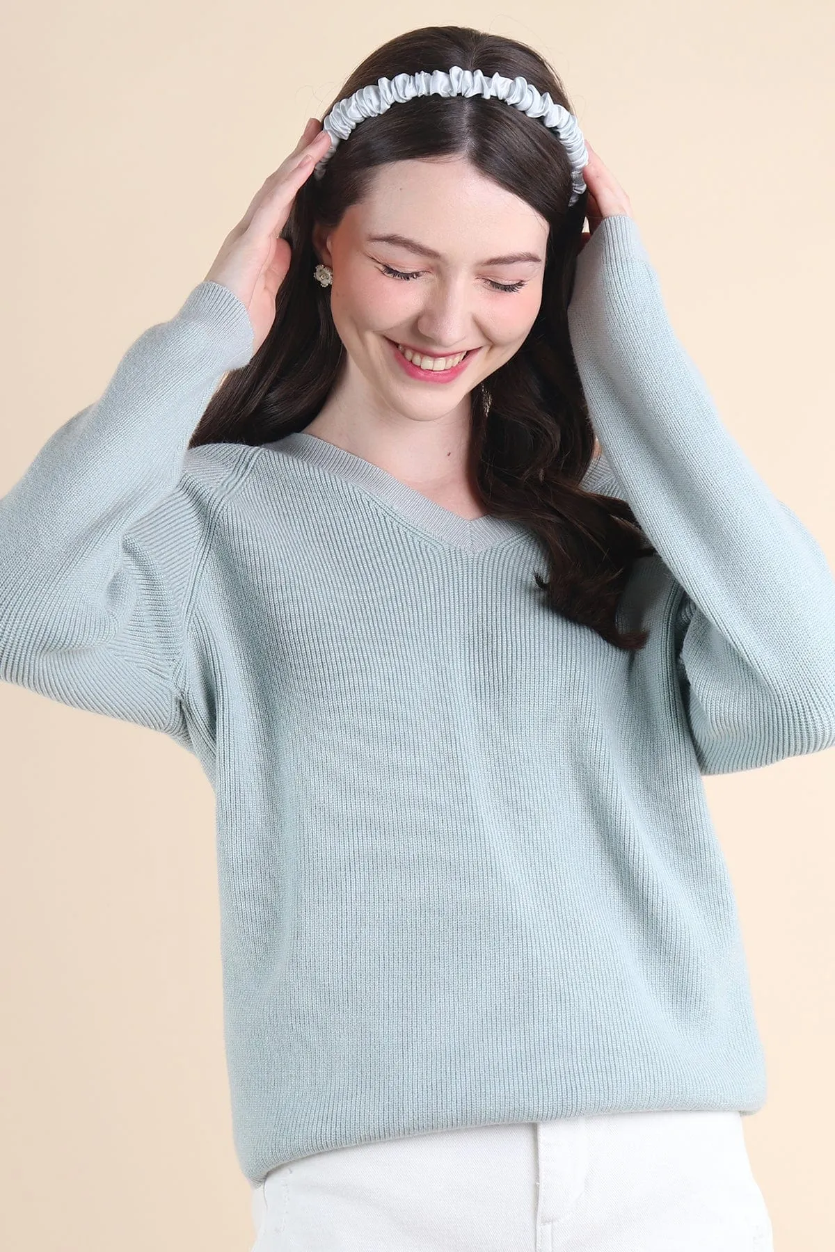 AUBREE KNIT PULLOVER IN MINT SAGE