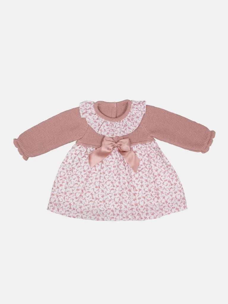 Baby Girl Flores Collection Floral Spanish Dress - Dusty Pink