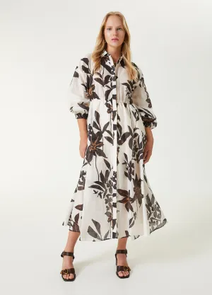 Beymen Club Printed Maxi Shirt Dress Black&White
