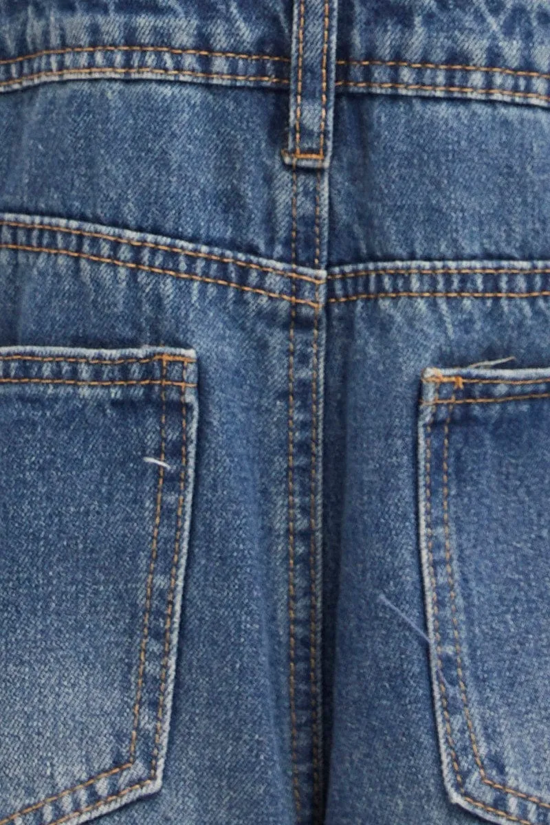 Blue Denim Overall Shorts