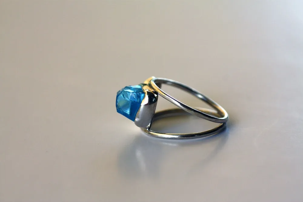Blue Topaz Pearl handcrafted ring