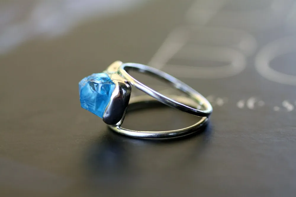 Blue Topaz Pearl handcrafted ring