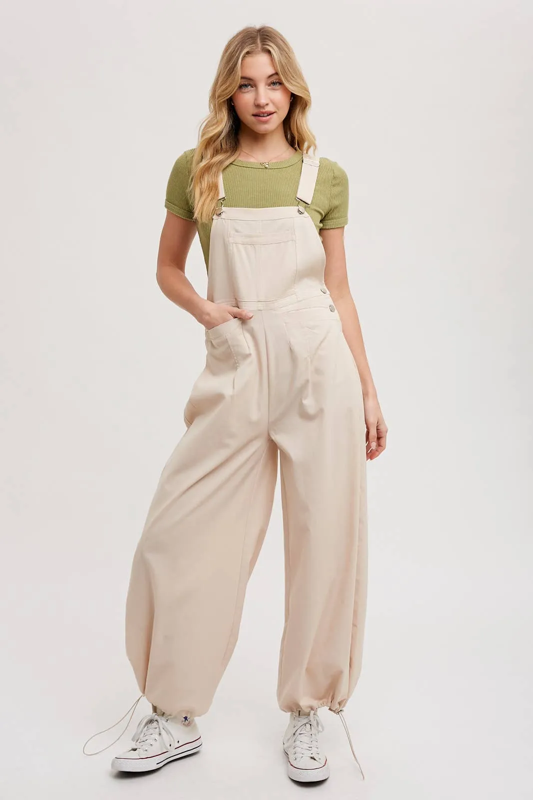 BLUIVY CARGO DRAWSTRING OVERALL JUMPSUIT