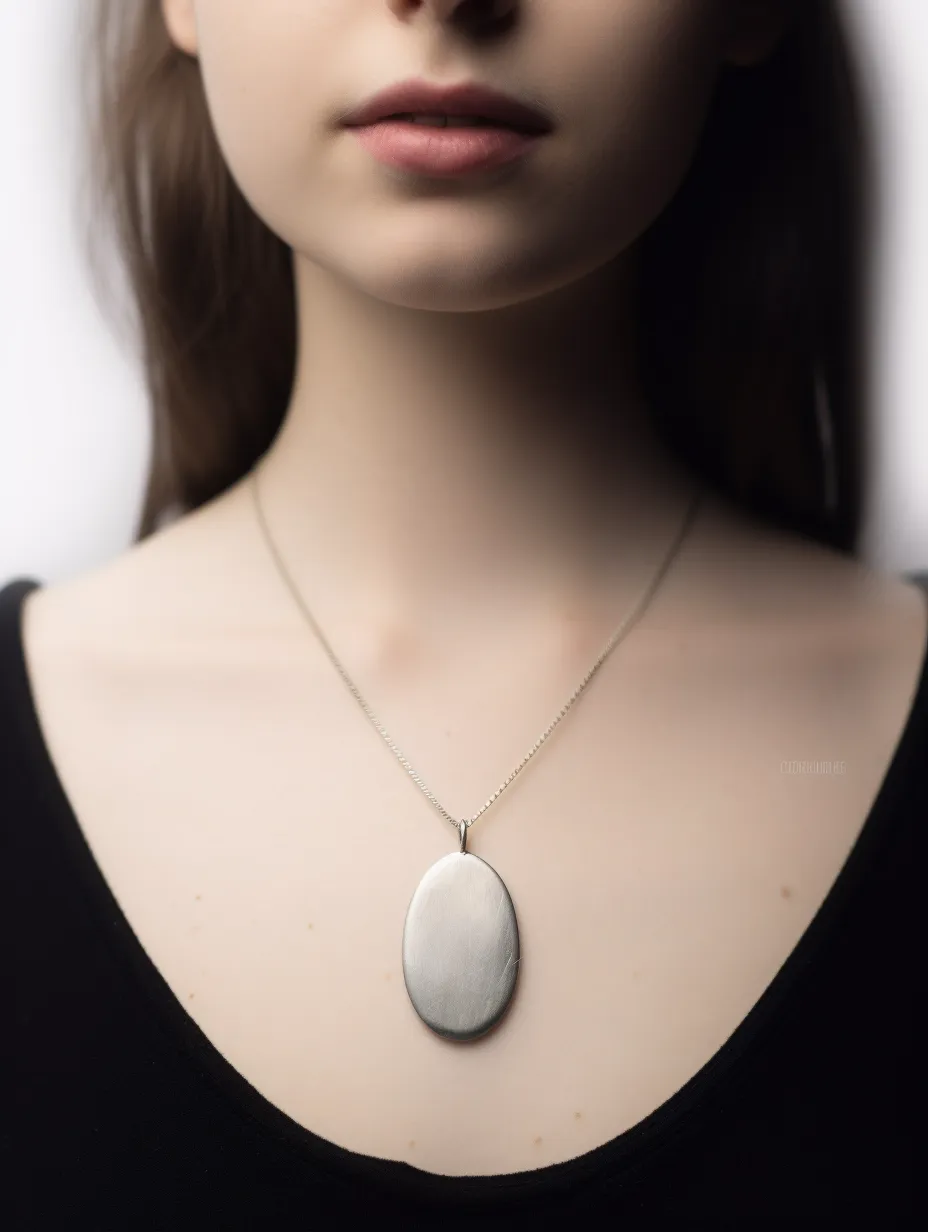 Brushed Oval Sterling Silver Necklace