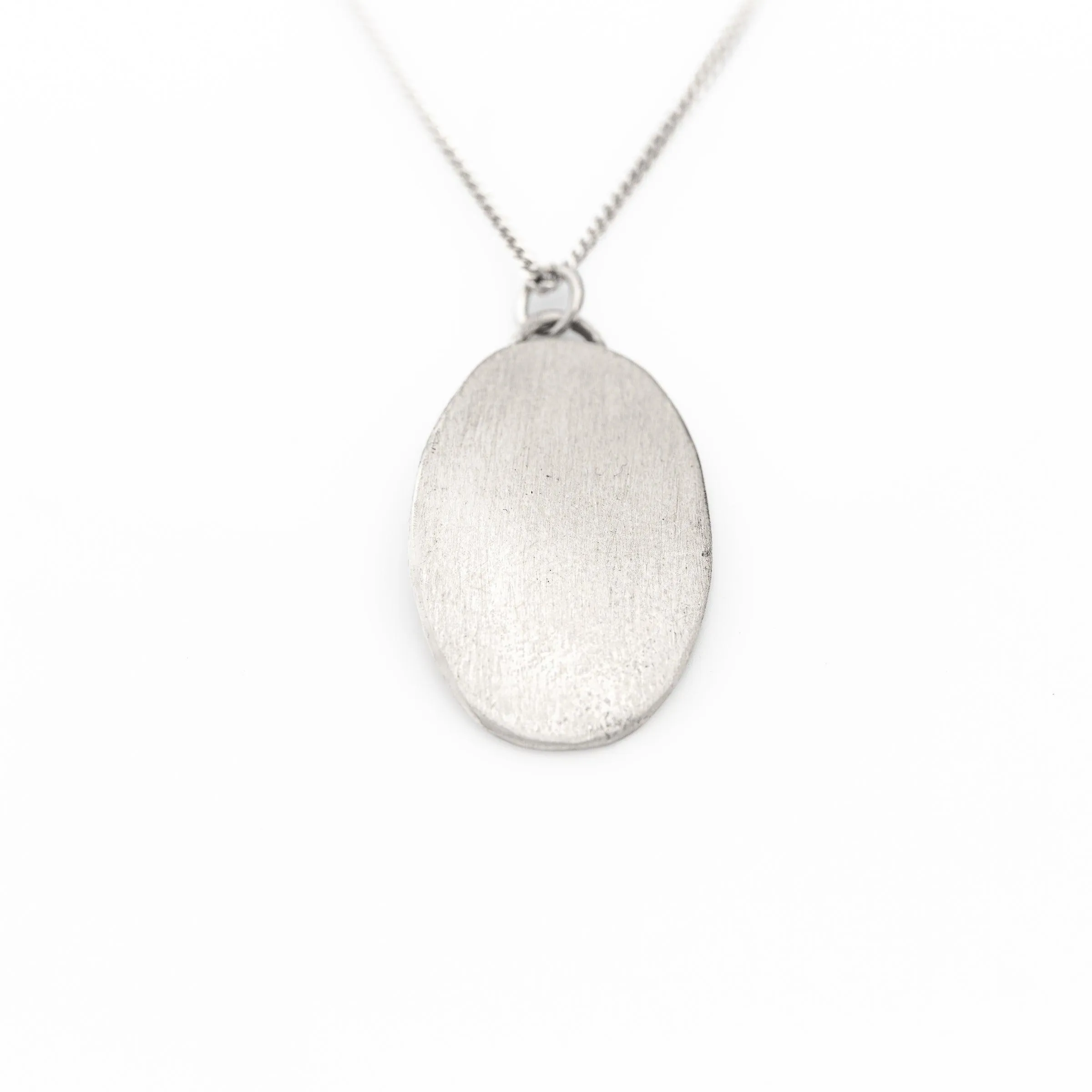 Brushed Oval Sterling Silver Necklace