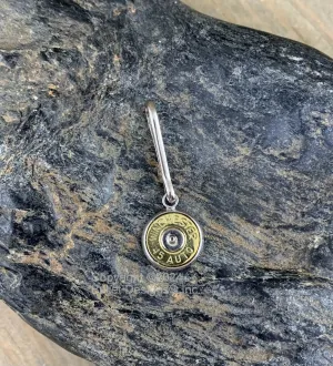 Bullet Zipper Pull, Nickel or Brass, 45 Auto(Shown in brass), Bullet Accessories, Recycled Bullet, Swarovski Crystal or No Crystal