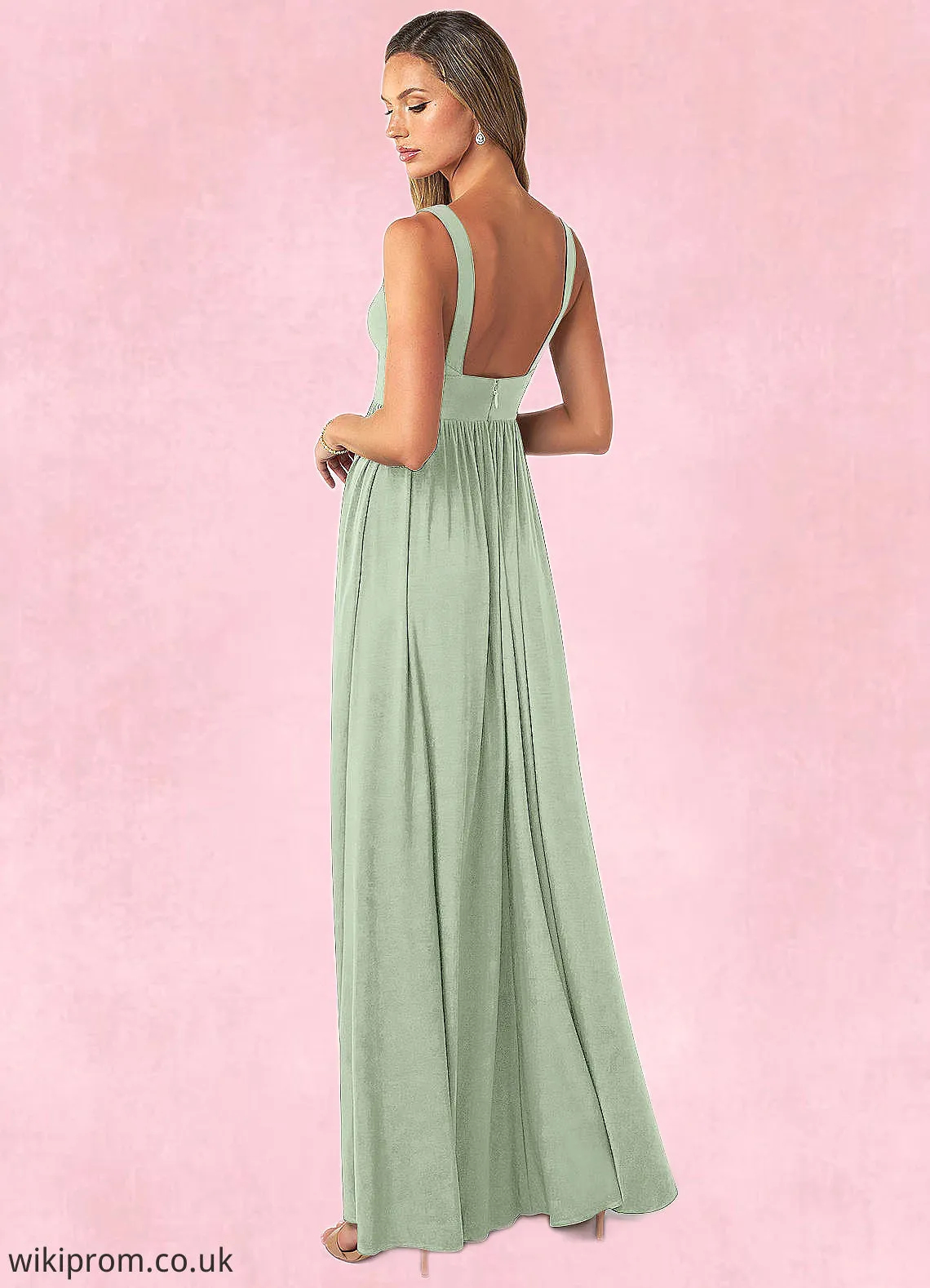 Carolina A-Line Pleated Luxe Knit Floor-Length Dress SWKP0019786