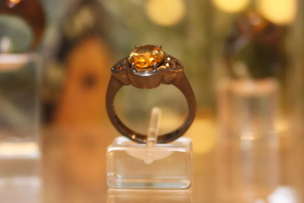 Citrine Cognac diamonds ring Handcrafted
