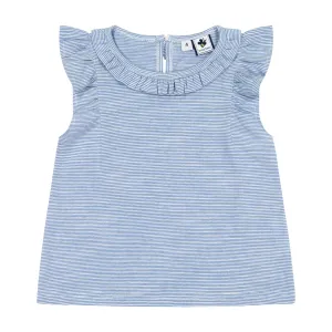 Colette Ruffle Top Sky Stripe Knit
