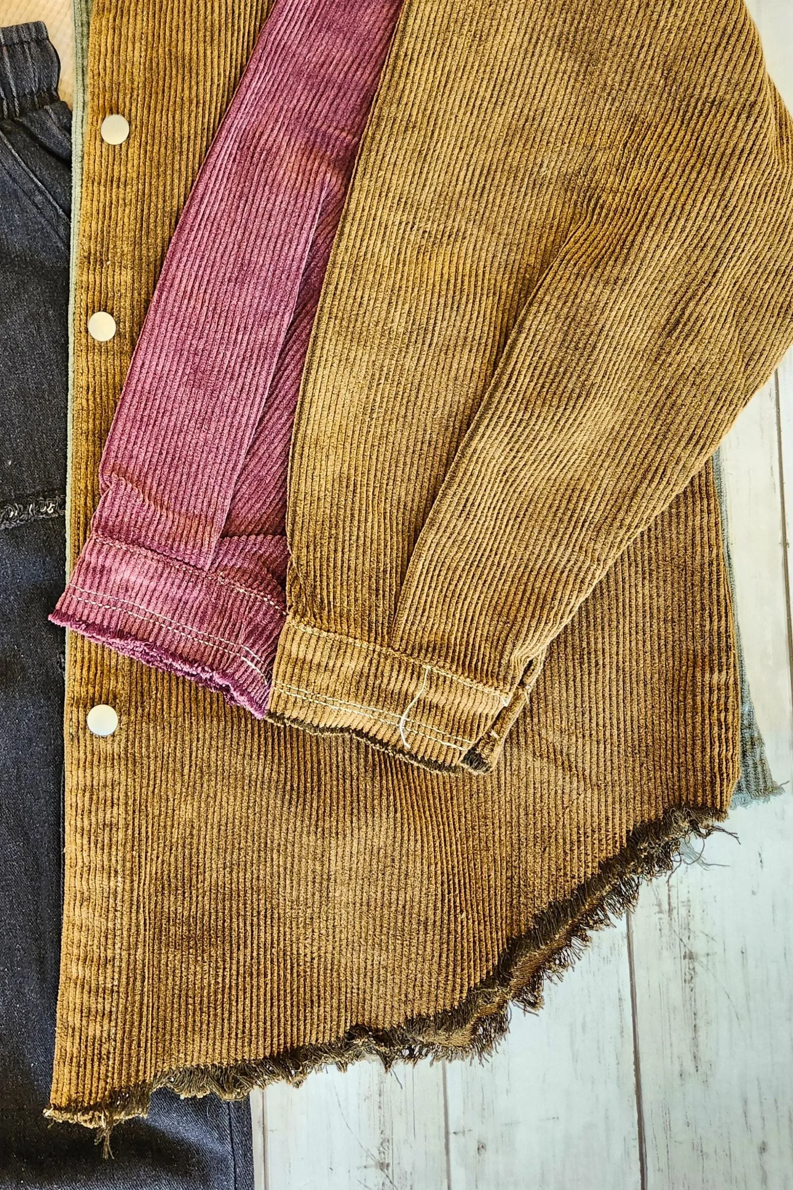 Colorblock Corduroy Shacket