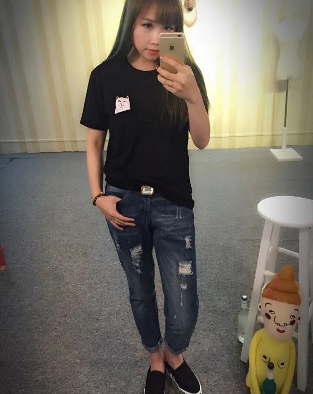 Cute Cat Lovers Women Top Short-Sleeve T-Shirt