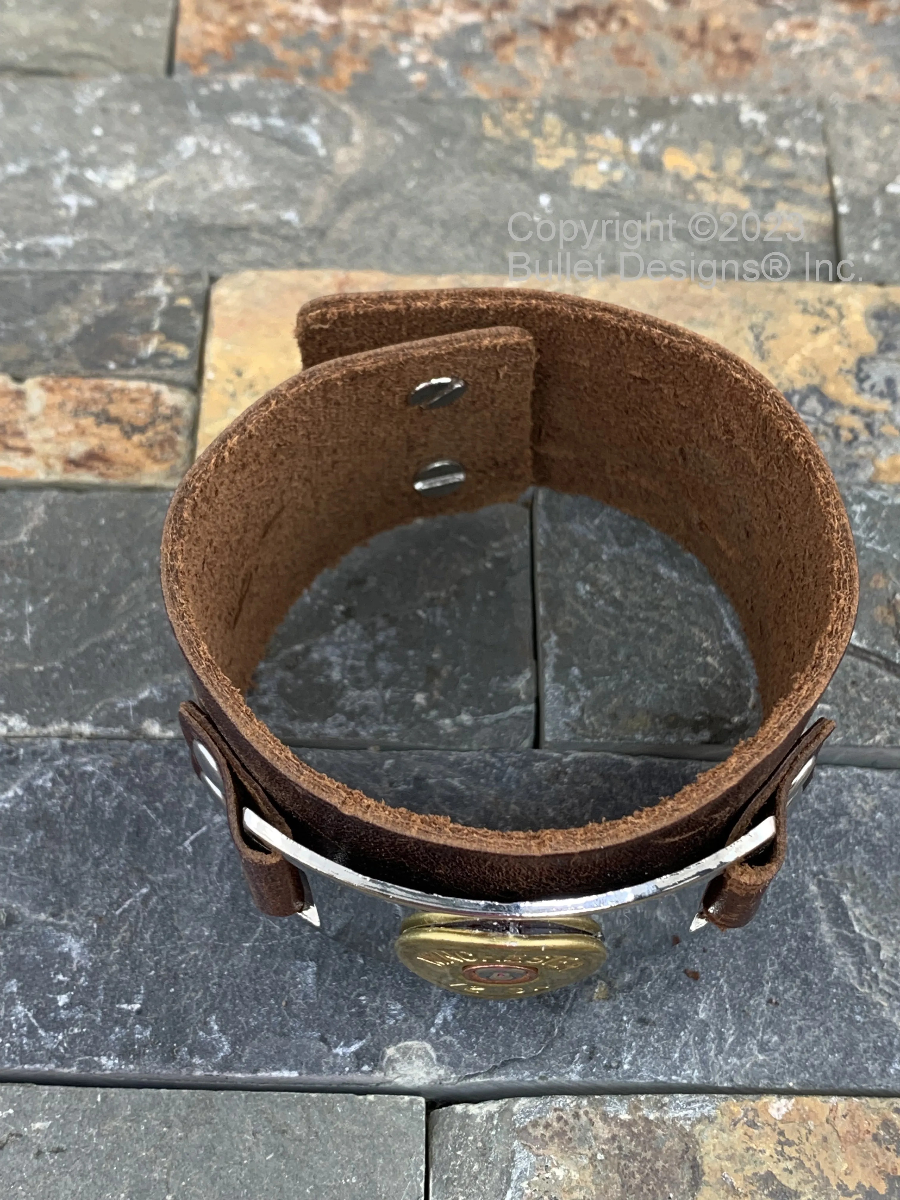 Distressed Leather 12 Gauge Shotgun Bracelet, Black or Brown, Cuff Bracelet, Winchester, Recycled, Bullet Jewelry, Boho, Unisex, WINCHESTER BCN