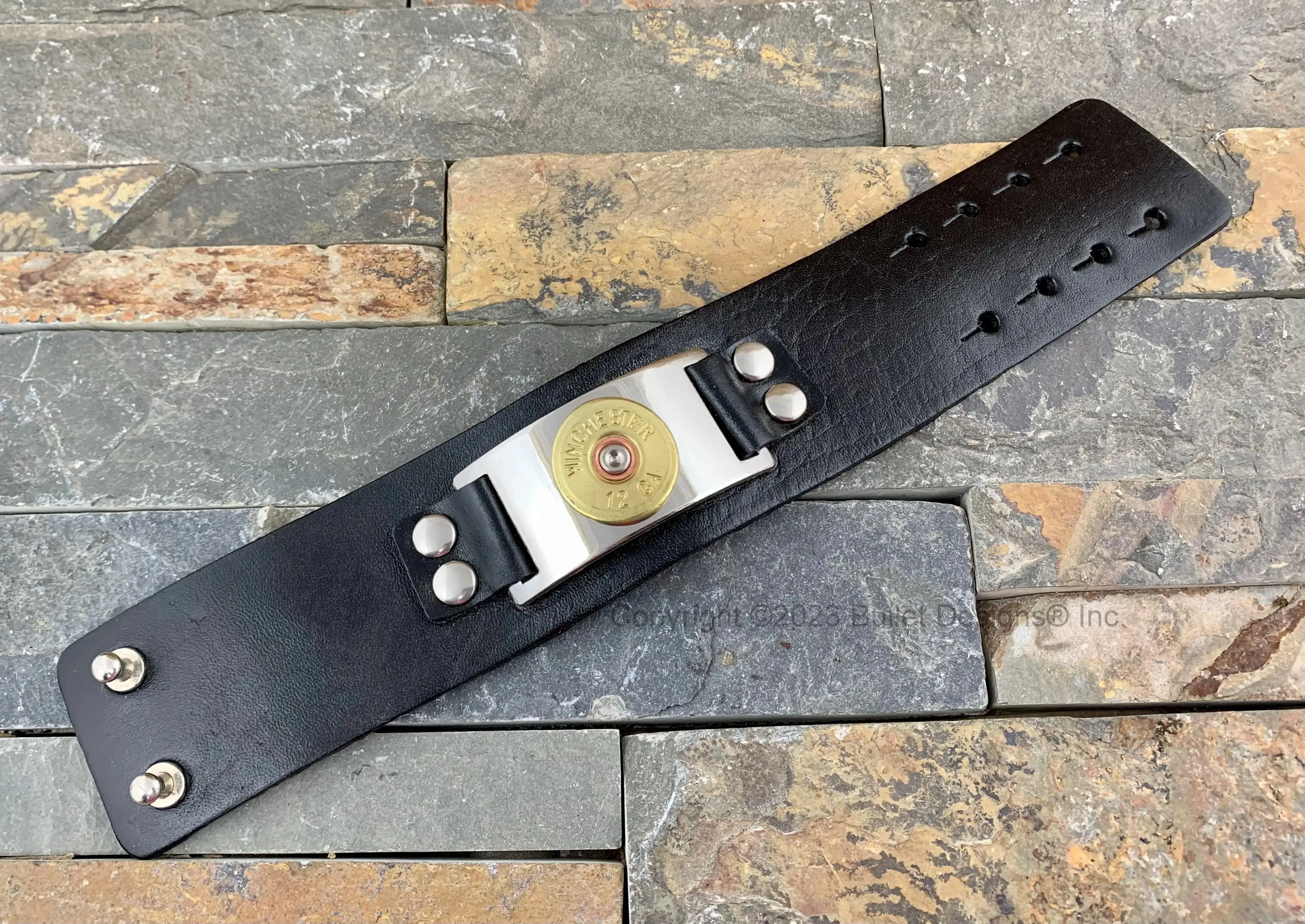 Distressed Leather 12 Gauge Shotgun Bracelet, Black or Brown, Cuff Bracelet, Winchester, Recycled, Bullet Jewelry, Boho, Unisex, WINCHESTER BCN