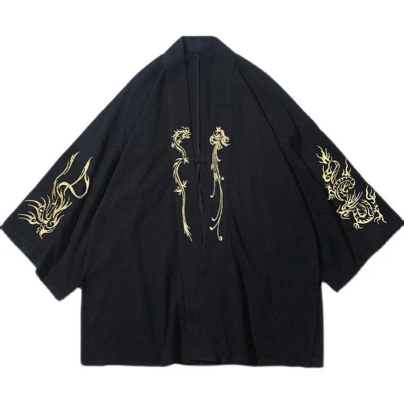 Dragon & Phoenix Embroidery Kimono Jacket