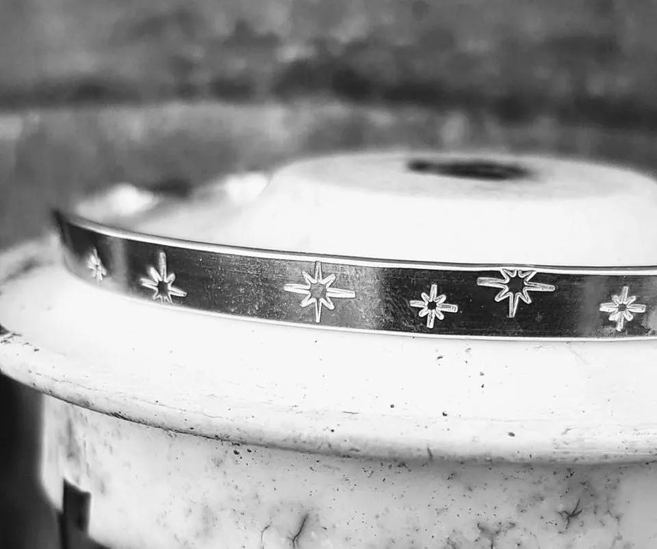 Forever Heart Chunky Stamped Charm Bangle