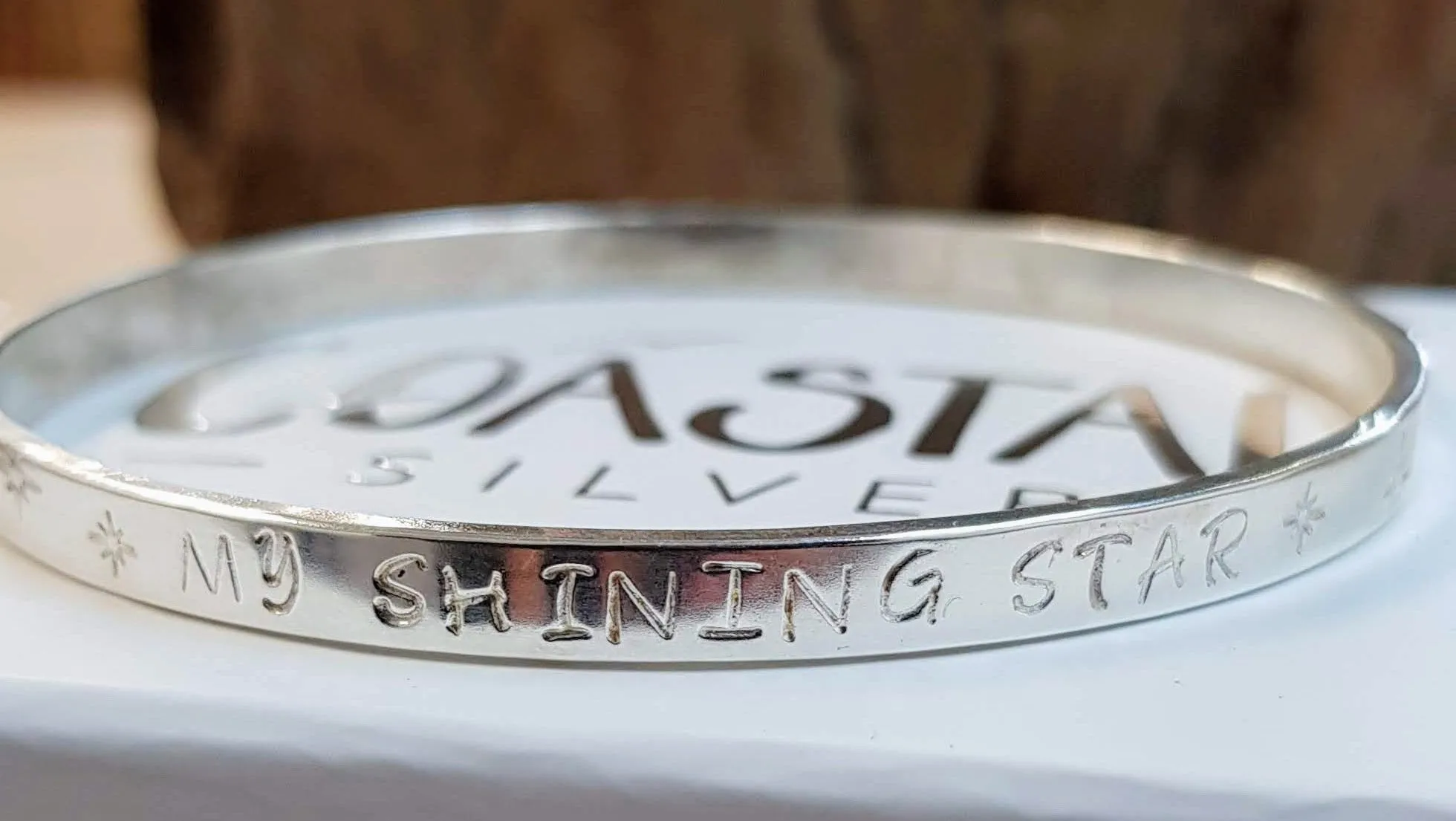 Forever Heart Chunky Stamped Charm Bangle