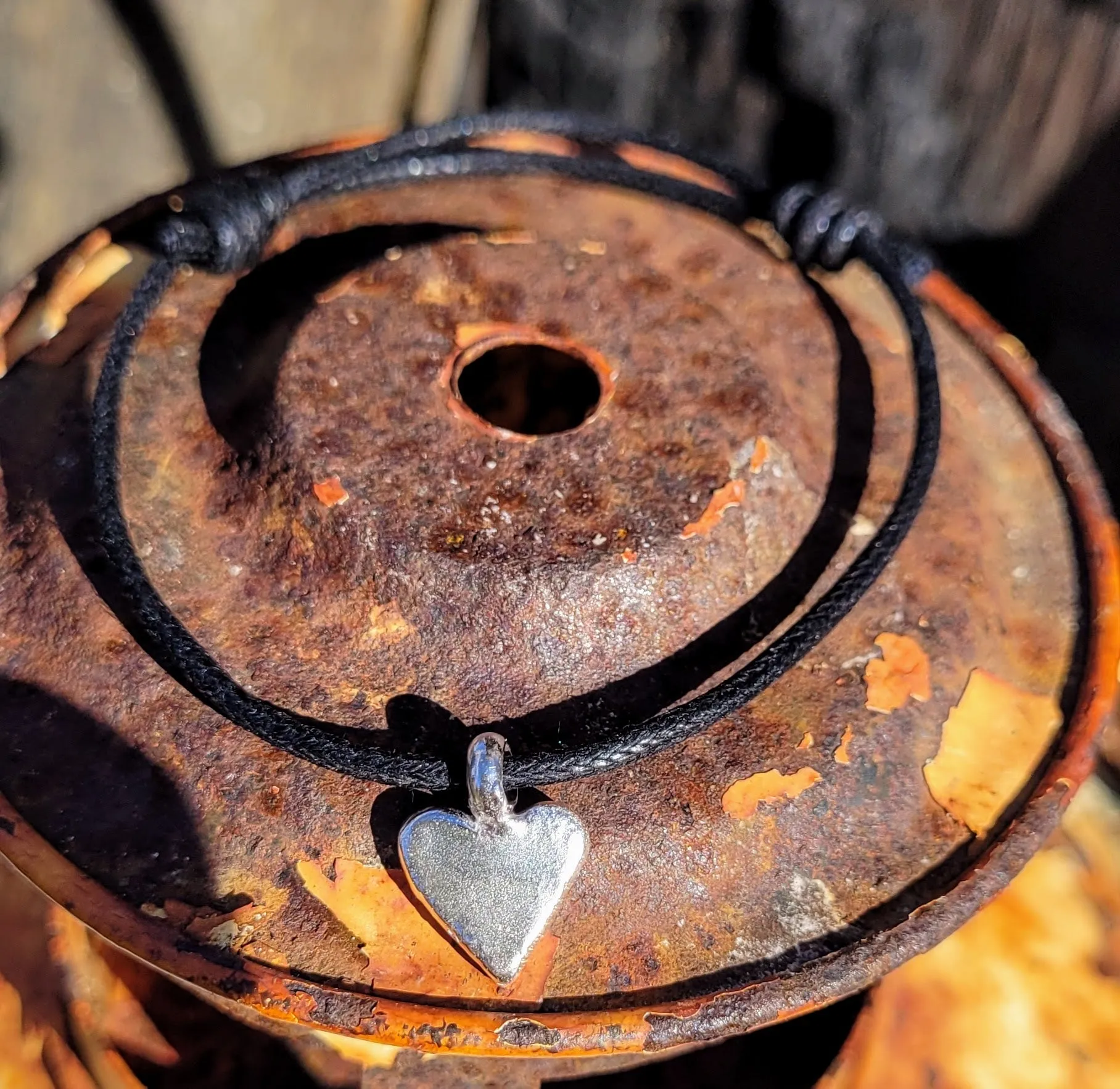 Forever Heart Cord Charm Bracelet, Choker Necklace or Anklet