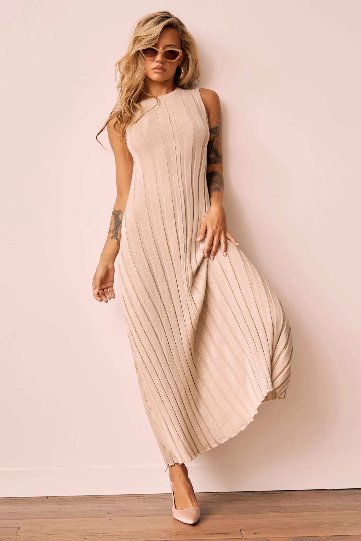 Francis Knit Maxi Dress - Beige