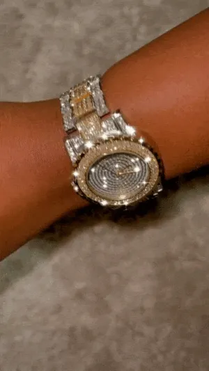 Gold & Silver Tone Blinged Out Watch