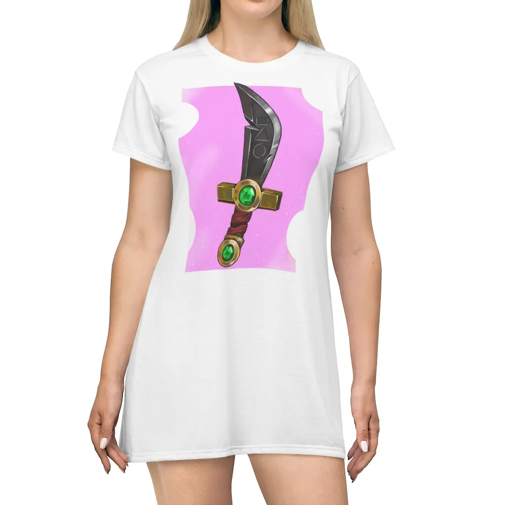 Gold Sword All Over Print T-Shirt Dress