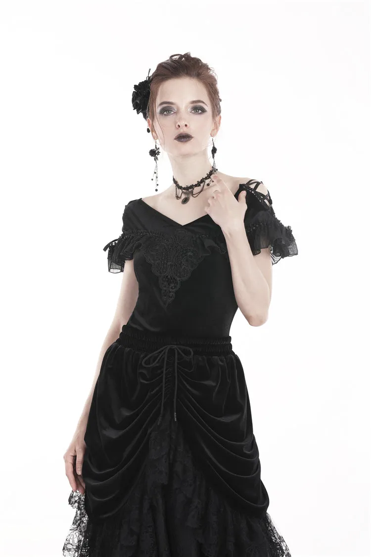 Gothic velvet short sleeves T-shirt TW185