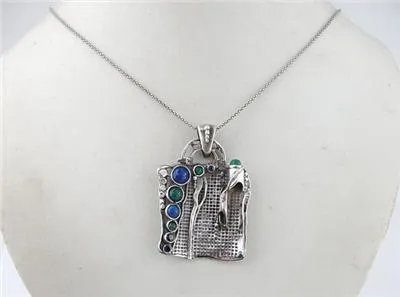 Handcrafted Sterling Silver Mix Stones Pendent